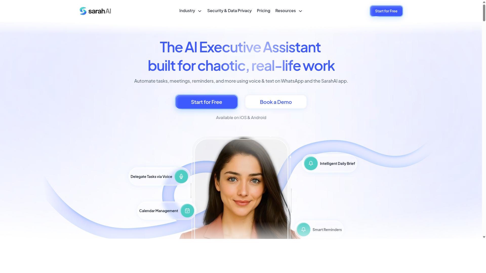 The Sarah AI website